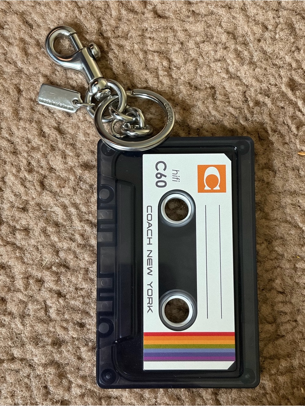 Coach Cassette Keychain Charm with Silver Hardware - Picture 2 of 3